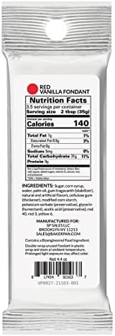 Bakerpan Premium Rolled Red Fondant for Cake Decorating, Vanilla Flavor - 4.4 Ounces (Made in USA)