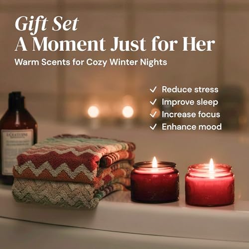 ADELEGOURDAIN Aromatherapy Scented Gift Set - 4 Soy Wax Candles & 2 Fragrance Sachets - Calming Jasmine, Bergamot, Berry & Breeze Scents in Glass Jars - Home, Bath & Relaxation Mother's Day Presents