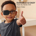 YUXIANLB 4 Pcs Eye Patches for Adults Kids, Right & Left Eye Patch for Glasses, Reusable Lazy Eye Patch for Treating Lazy Amblyopia Strabismus After Surgery (Black)