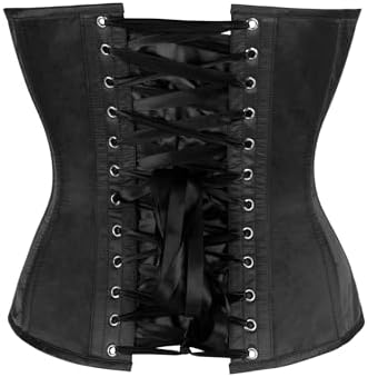 Daisy corsets Women's Daisy Corsets Womens Black Satin Steel Boned Overbust Corset Waist Cincher Bustier Top & Plus Size
