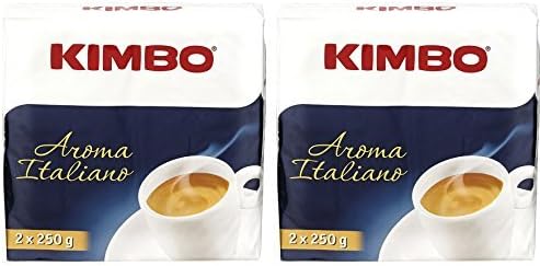 Kimbo: "Aroma Italiano" ("Italian Flavour") Roasted Ground Coffee 8.8 Ounce (250gr) Packages (Pack of 4) [ Italian Import ]