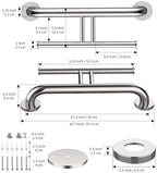 Polished Chrome Grab Bar for Bathroom 17 Inch, Zepolu Stainless Steel 2-in-1 Safety Handrail w/Double Toilet Paper Holder, Wall Mounted Balanced Support Bar Assist Handle for Senior Elderly Handicap