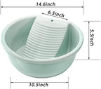 SOUJOY 2 Pack Washboard Basin for Hand Washing Clothes, Plastic Non-Slip Washtub with Integrated Washboard, Small Delicate Articles Washing Clothes Laundry for Home and Outdoor