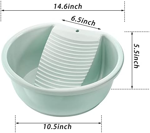 SOUJOY 2 Pack Washboard Basin for Hand Washing Clothes, Plastic Non-Slip Washtub with Integrated Washboard, Small Delicate Articles Washing Clothes Laundry for Home and Outdoor
