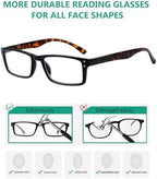 Eyekepper Spring Hinge 5-pack Retro Style Reading Glasses Black Frame Tortoise Arm