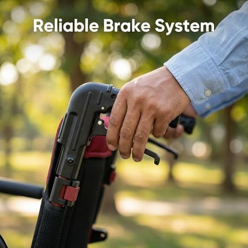 Lightweight Wheelchair for Adults, Transport Wheelchair Foldable Chair, Portable Ultra Light(Weighs Only 20.5 lbs) for Seniors, Elderly and Disabled (Red)