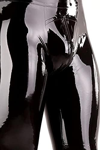 Latex Leggings Men Skinny Trousers 3D Cut Crotch Zip,Clear,XS