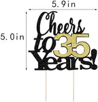 LVEUD Black Font Golden Numbers Cheers to 35 Years Happy Birthday Cake Topper -Wedding,Anniversary,Birthday Party Decorations (35th)