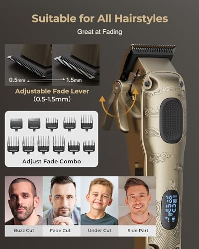 VGRPRO Hair Clippers for Men Professional, Cordless Hair Clippers for Hair Cutting, Mens Clippers and Trimmers Set, Electric Hair Trimmer for Men with Package Case