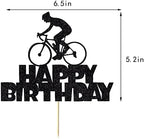 Anxdh Black Flash Happy Birthday Cake Topper, Birthday Party Cake Decoration, Sports Themed Cake Topper (Bicycle)