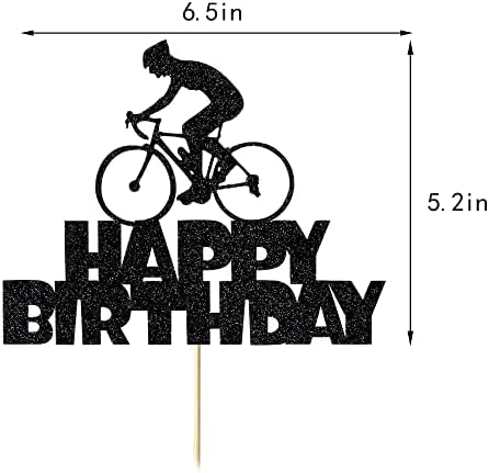 Anxdh Black Flash Happy Birthday Cake Topper, Birthday Party Cake Decoration, Sports Themed Cake Topper (Bicycle)
