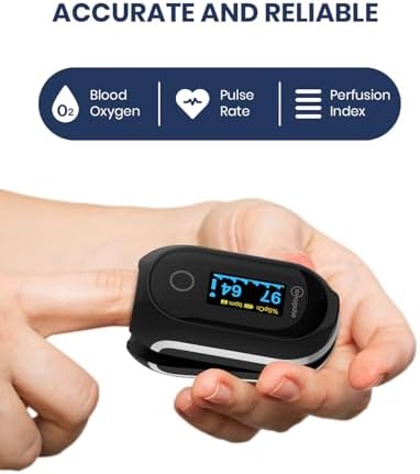 Rechargeable Pulse Oximeter Fingertip - Continuous Blood Oxygen Saturation Monitor, SpO2 and Pulse Rate Tracking, Finger O2 Pulse Oximeter, APP Report Features with Bluetooth, Custom Beep