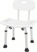 Bath Shower Safety Chair Seat with Backrest, Adjustable and Anti-Slip Bench Bathtub Stool for Elderly or Seniors (White ShowerChair with Backrest, White)