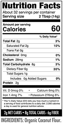 Wholesome Yum Premium Organic Coconut Flour For Baking & More (16 oz / 1 lb) - Low Carb, Gluten Free, Non GMO, Keto Friendly Flour Substitute