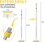KeFanta Baseboard Cleaner Tool with Handle,55" Extendable Long Handle Wall Cleaner Mop with 4 Reusable Pads,Duster for Cleaning Window Floor Skirting Board Ceiling Bathtub Tub Tile