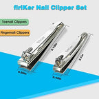 firiKer Nail Clipper Set,Premium Stainless Steel Fingernail and Toenail Clipper Cutters with Nail File, Sharp Effortless Nail Clippers Set for Men & Women(Silver)