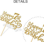 WeBenison Happy 7th Birthday Cake Topper Children's 7th Birthday Cake Topper Boy or Girl Seven Years Old Birthday Party Decorations Gold Glitter