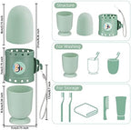 Pwsap Toothbrush Travel Case, Removable and Portable 3 in 1 Toothbrush Holder Cup, Use for Travel, Hiking,Camping, School, Bathroom, Cute and Playful Submarine Styling for Kids and Teens (Green
