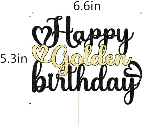 1 PCS Happy Golden Birthday Cake Topper， Glitter Birthday Cake Pick 13/16/18/21/30/40/60/70/80/90th/ Birthday Cake Decorations Picks for Kids Adults Birthday Party Decorations,Anniversary Party