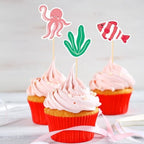 Ocean Cupcake Toppers,24 PCS Under The Sea Cupcake Toppers,Ocean Themed Party Decorations,Under The Sea Party Decorations