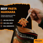 Peak Refuel Beef Pasta Marinara | 49g Protein | 1040 Calories | 100% Real Meat | Premium Freeze Dried Backpacking & Camping Food | 2 Servings | Ideal MRE Survival Meal (2 Serving Pouch)