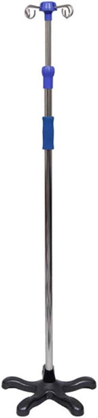 IV Drip Stand Infusion Holder Pet Hospital Stainless Steel Drip Stand, 4 Hooks, Cast Iron Base, Height Adjustable IV Pole