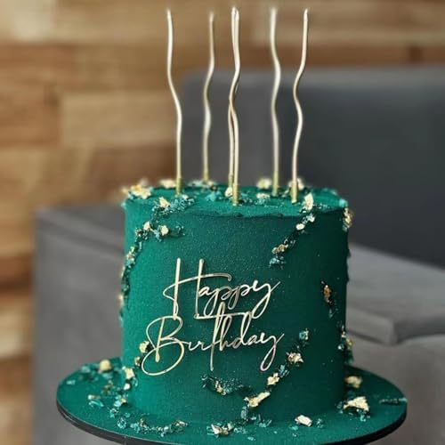 Happy Birthday Cake Topper | Customized Name Cake Decoration |Gold Mirror Acrylic Sign Decorations |Happy Birthday Cake Charm Supplies for Birthday Party Cake Dessert