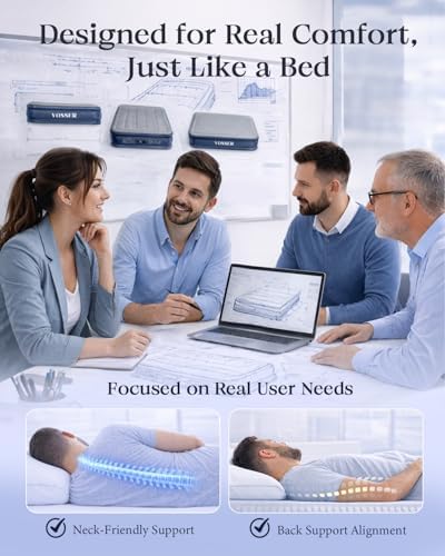 VOSSER Air Mattress Queen with Built-in Pump, 18" Raised Inflatable Blow Up Mattress,Upgraded Heavy Duty Portable Air Bed for Home,Guests,Floor & Camping, Self Inflating Colchon Inflable for Adults