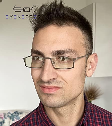 Eyekepper Computer Reading Glasses,UV420 Protection Blue Light Filter,Half-rim Readers,Silver +1.50