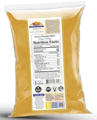 Rani Curry Powder Mild (10-Spice Authentic Indian Blend) 3.5oz (100g) ~ All Natural | Salt-Free | NO Chili or Peppers | Vegan | No Colors | Gluten Friendly | NON-GMO | Kosher | Indian Origin