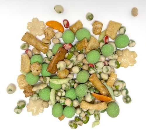 Wasabi Snack Mix – Wasabi Peas, Peanuts & Asian Rice Crackers – Spicy Crispy Oriental Snack Blend, Rigato Mix, Savory Party Snacks, Resealable Bag, 14 oz