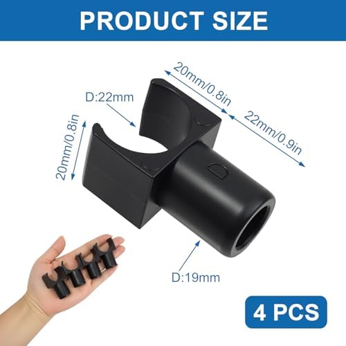 4 Pack Wheelchair Seat Rail Guide Replacement Fits 7/8 Inch Tubing, Steel Standard Wheelchairs and Transport Chairs Common Parts, Wheelchair Supplier, Detachable Arm Frame Seat Rail Guide, (Black)
