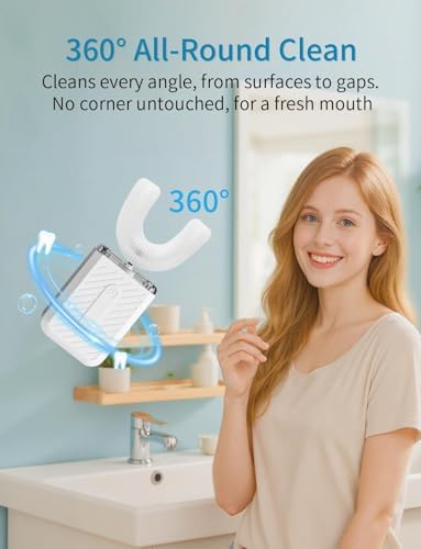 U-Shaped Electric Toothbrush, 48,000 VPM, 4 Modes, 60-Second Clean, IPX7 Waterproof, ultrasonic Toothbrush with Magnetic Contact Charging