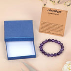 LPBeads Handmade Natural Gemstone Stretch Elastic Bracelet Healing Crystal Round Stone Beads Jewelry Gifts for Women Men