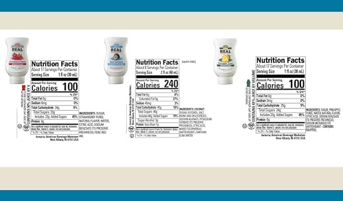 Reàl Infused Exotics Taste of Summer Variety Pack: Cream of Coconut, Pineapple, and Strawberry (Pack of 3, 16.9 FL OZ Bottles)