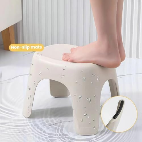 Plastic Step Stool, Heavy-Duty ABS Bathroom Shower Stool, Non-Slip Bath Seat with Rubber Pads, 12.2x9.25x7.68 Inch,