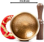 Premium Tibetan Singing Bowl Set - Authentic Handcrafted Mindfulness Meditation Holistic Sound 7 Chakra Healing Gift by Himalayan Bazaar (3 Inch, Gold)