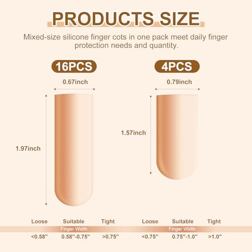 20 Pcs Gel Finger Cots - Reusable Silicone Finger Protectors & Thumb Cots, Flexible Shields for Stiff Sore Fingers Against Dryness, Rubbing, and Skin Stress During Daily Activities