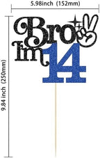 Gyufise 1Pc Brother I'm 14 Cake Topper Glitter Happy 14th Birthday Cake Pick Bro I'm 14 Cake Decoration It's My 14th Birthday Decorations for Boy Cheers to 14 Years Old Party Supplies Blue Black