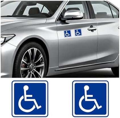 2PCS Car Handicap Parking Sign, Reflective Magnetic Vehicle Square Wheelchair Symbol Labels, Waterproof Automotive Disabled Parking Sticker, Universal for SUV Truck Sedan