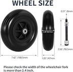 8 Inch Wheelchair Wheel,SOGIME 200X50(8X2) Solid Rubber Caster Wheels 8mm Bearing Hole for Power Wheel Chair Walker,1 Pair Black