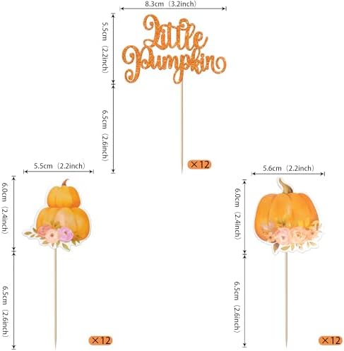 Rsstarxi 36 Pack Little Pumpkin Cupcake Toppers Baby Shower Decorations Birthday Cupcake Picks for Fall Party Cake Decorations Orange