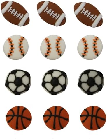 Oasis Supply Edible Fun Shapes Hand-Painted Sugar Cake & Cupcake Toppers Sports/Athletics Party Decorations (Assortment, 12)