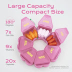 Pill Organizer Weekly - Cute Medicine Pill Organizer 7 Day, Large Daily Pill Box for Travel, SHIJOINYU Pill Dispenser Case 1 Time a Day for Medication/Supplement/Fish Oil (Pink)