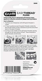 GUM EasyThread Threader Floss - Expanding Dental Floss for Braces, Bridges, and Implants - Built in Rigid Floss Threaders (50 Uses)