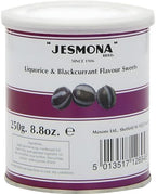 Jesmona Liquorice & Blackcurrant Candy - British Hard Candy 250g (8.8 Oz) Round Gift Tin, Traditional Licorice Balls, Old Fashioned English Hard Boiled Sweets, Imported Confectionery from England