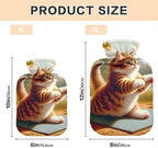 Cute Kitten Cat Doing Yoga Hot Water Bottle Hot or Cold Water Bottle with Soft Cover Hot Water Bag for Hot and Cold Compress, 1 Liters