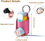 Asthma Inhaler Holder - PU Leather Case w/Carabiner Clip, Portable Travel Pouch for Adults Kids (Inhaler Not Included) Rose