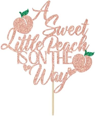 A Sweet Little Peach is on the Way Cake Topper, Sweet as a Peach, Sweet One Decor, Fruit Baby Shower Party Decorations, Rose Gold Glitter