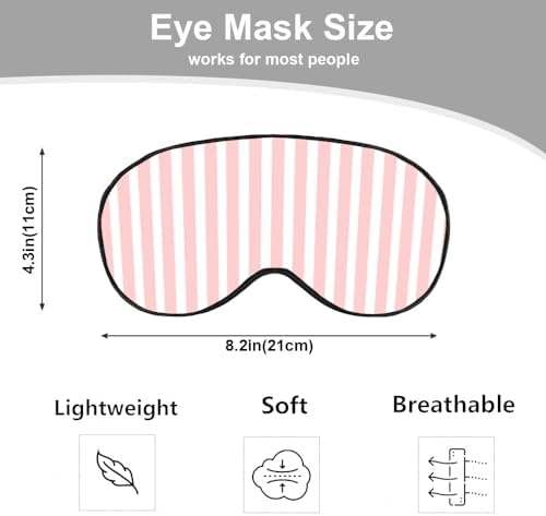 Striped Eye Mask Sleeping Mask Pink and White Stripes Sleep Masks Silky Soft Eye Cover for Women Men Shading Blindfold for Air Travel Sleeping
